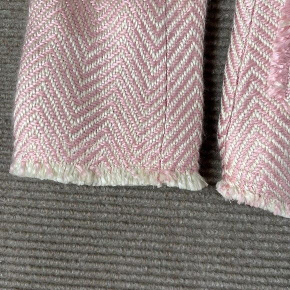 Pierre Cardin Pink Herringbone Tweed Blazer Jacket Pearl Button Fringe Size 8 - Picture 7 of 13